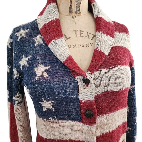 Ralph Lauren Denim & Supply American Flag USA Cardigan Sweater S EUC - Picture 2 of 4